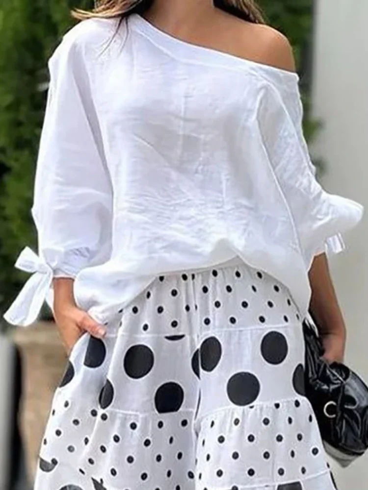 Fashion Short Sleeve One Shoulder T-shirt Woman Loose Tee Shirts Summer Elegant Asymmetric Tied Fashion Clothing Trends 2025
Fashion Short Sleeve One Shoulder T-shirt Woman Loose Tee Shirts Summer Elegant Asymmetric Tied Fashion Clothing Trends 2025