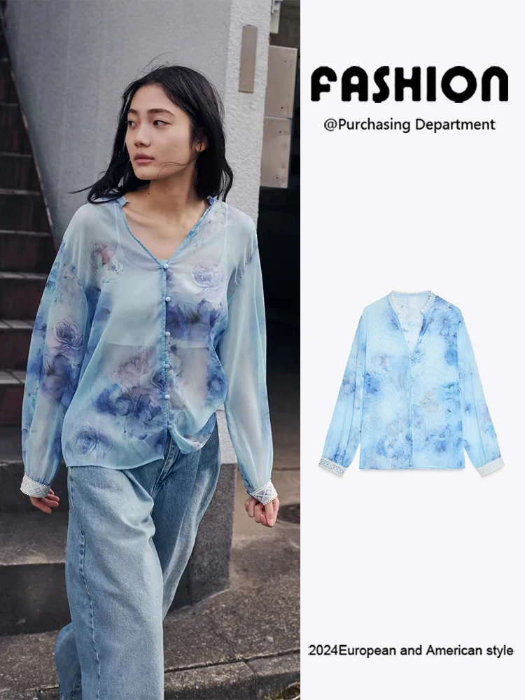 New Autumn Women's Floral Print round Ne f Transparent Cover up Versatile Sle 2025 Seasonal Faion Ladies' Clothing 
New Autumn Women's Floral Print round Ne f Transparent Cover up Versatile Sle 2025 Seasonal Faion Ladies' Clothing