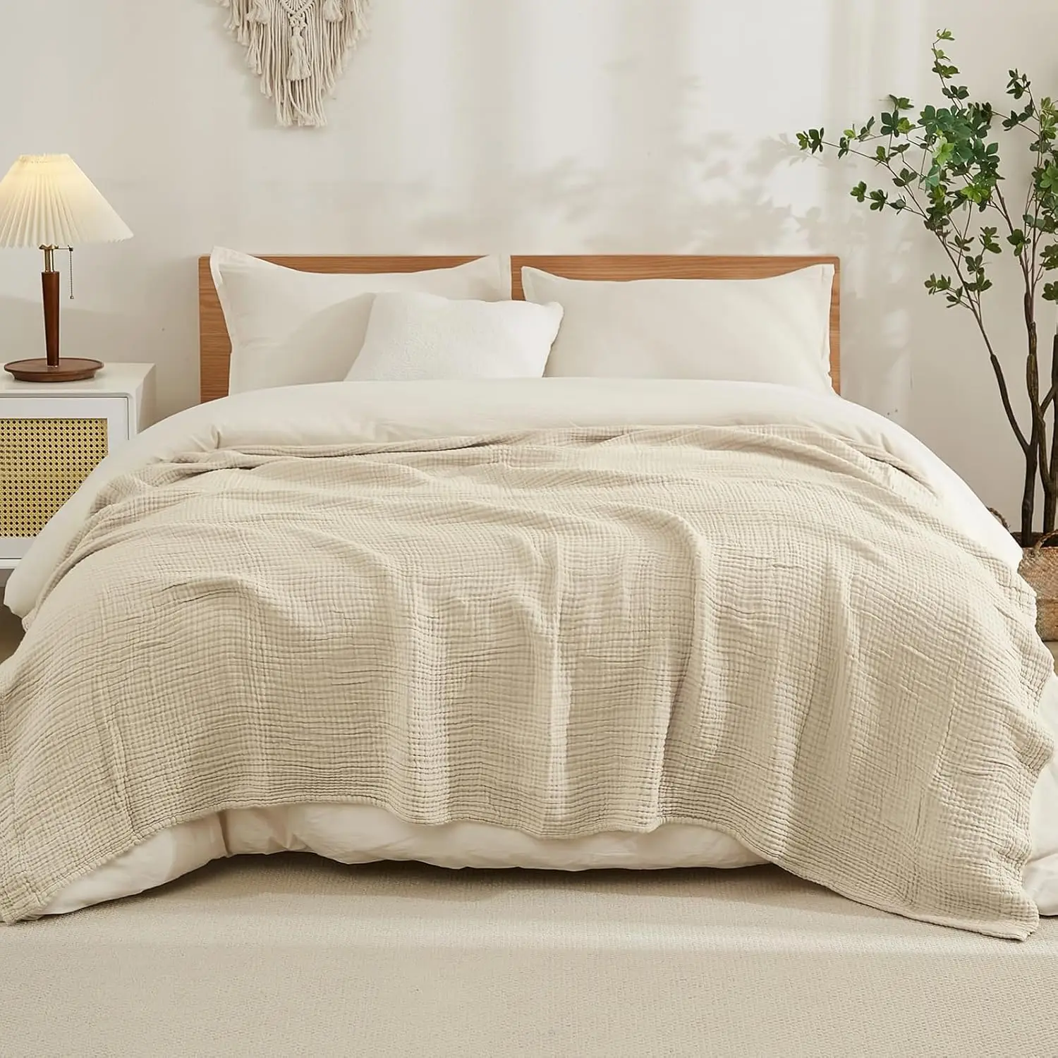 Cotton Muslin Blanket King Size 108x90 Light Tan Lightweight Breathable Bedspread Coverlet All Season
Cotton Muslin Blanket King Size 108x90 Light Tan Lightweight Breathable Bedspread Coverlet All Season