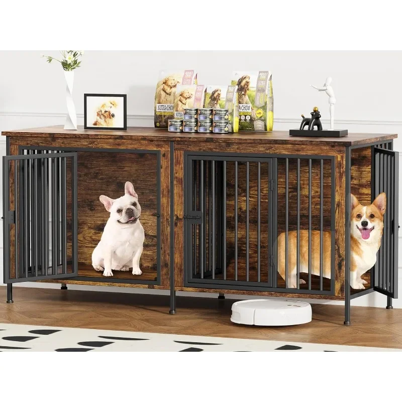 EasyCom 63" Dog Cage Furniture for 2 Pets with Divider, XL Wooden Double Dog Crate Furniture TV Stand for Mideum Breed
EasyCom 63" Dog Cage Furniture for 2 Pets with Divider, XL Wooden Double Dog Crate Furniture TV Stand for Mideum Breed