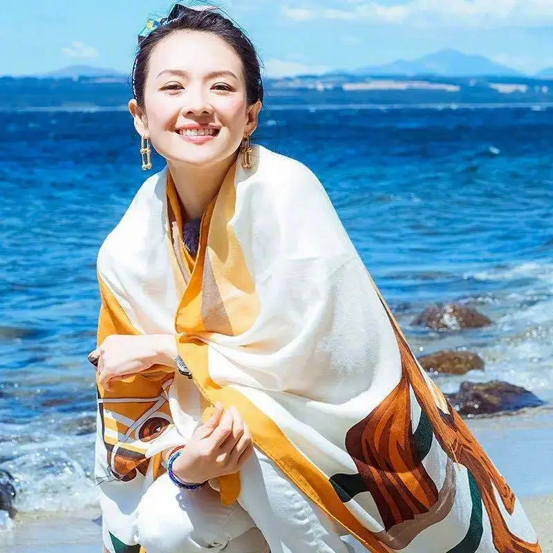 Mantle Beach Scarf Summer Ethnic Style Tourism Simulation Silk Scarf Sunscreen Cape Big Shawl Women's Beach Print Cloak Lady B
Mantle Beach Scarf Summer Ethnic Style Tourism Simulation Silk Scarf Sunscreen Cape Big Shawl Women's Beach Print Cloak Lady B