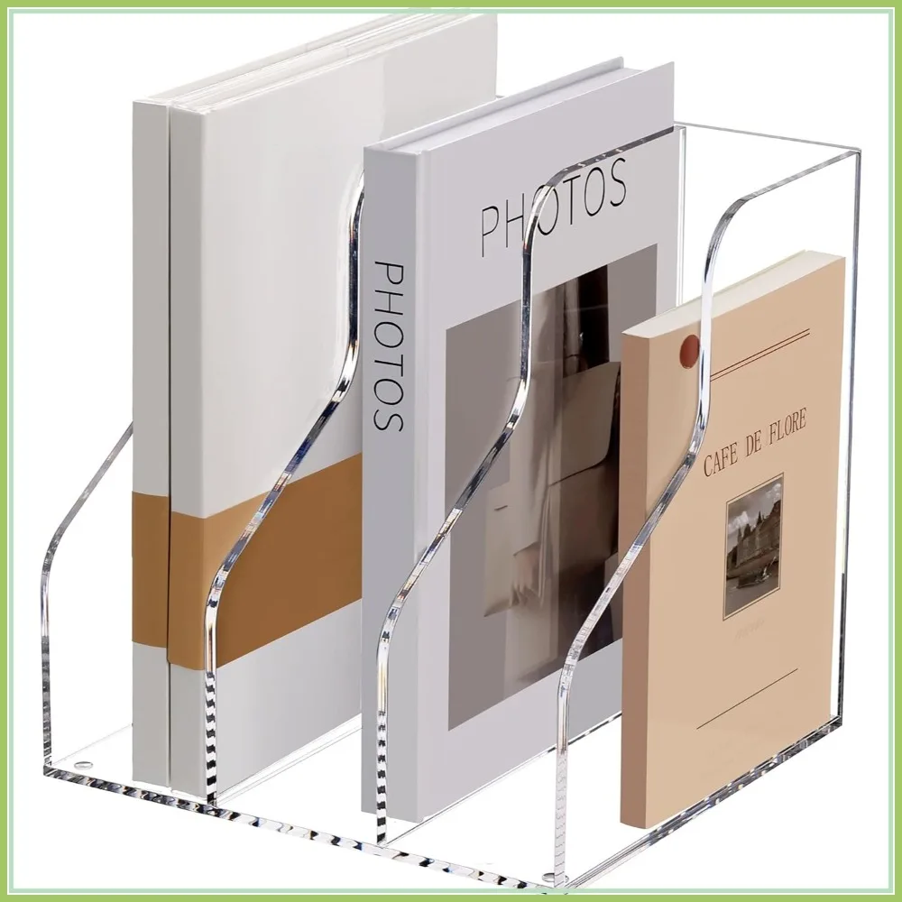 Clear Acrylic File Organizer, 3 Compartments Magazine Holder for Desk, Home Office School Organization
Clear Acrylic File Organizer, 3 Compartments Magazine Holder for Desk, Home Office School Organization