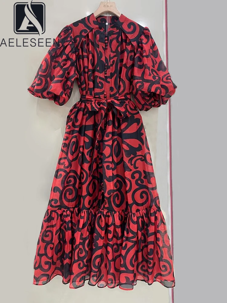 AELESEEN Spring Summer Mid Loose Dress Women Design Fashion Puff Sleeve Contrast Color Printed Belt Vintage Ethnic Party
AELESEEN Spring Summer Mid Loose Dress Women Design Fashion Puff Sleeve Contrast Color Printed Belt Vintage Ethnic Party