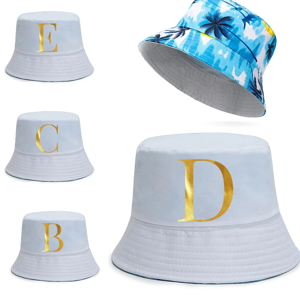 Fashion Cotton Fisherman Hat Gold Letter Printing Bucket Hats Reversible Hawaii Caps Men Casual Panama Cap Women Beach Sun Hats
Fashion Cotton Fisherman Hat Gold Letter Printing Bucket Hats Reversible Hawaii Caps Men Casual Panama Cap Women Beach Sun Hats