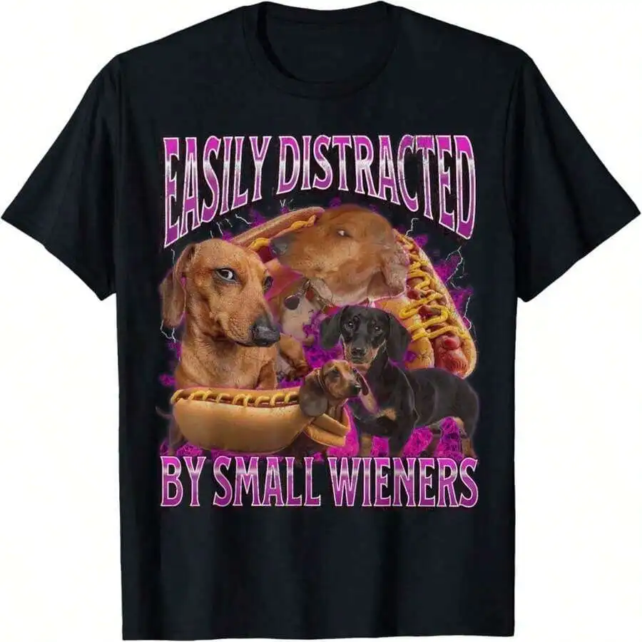 Easily Distracted By Small Wieners Funny Dachshund Tee
Easily Distracted By Small Wieners Funny Dachshund Tee