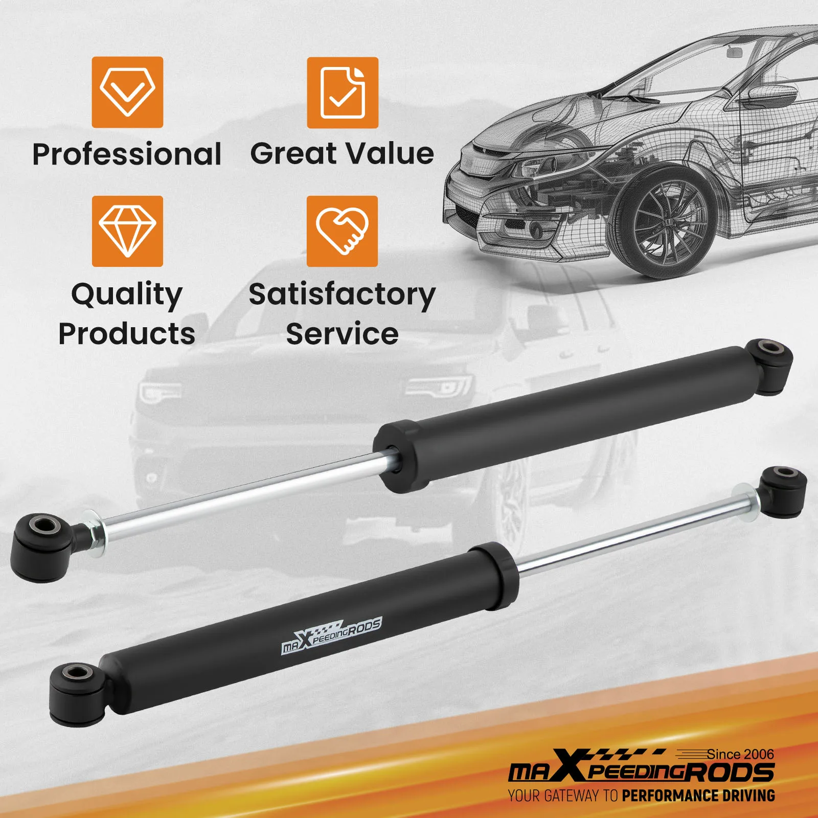 2.5-6" Rear Shock Absorbers For Chevy Silverado GMC Sierra 1500 Classic 2007
2.5-6" Rear Shock Absorbers For Chevy Silverado GMC Sierra 1500 Classic 2007