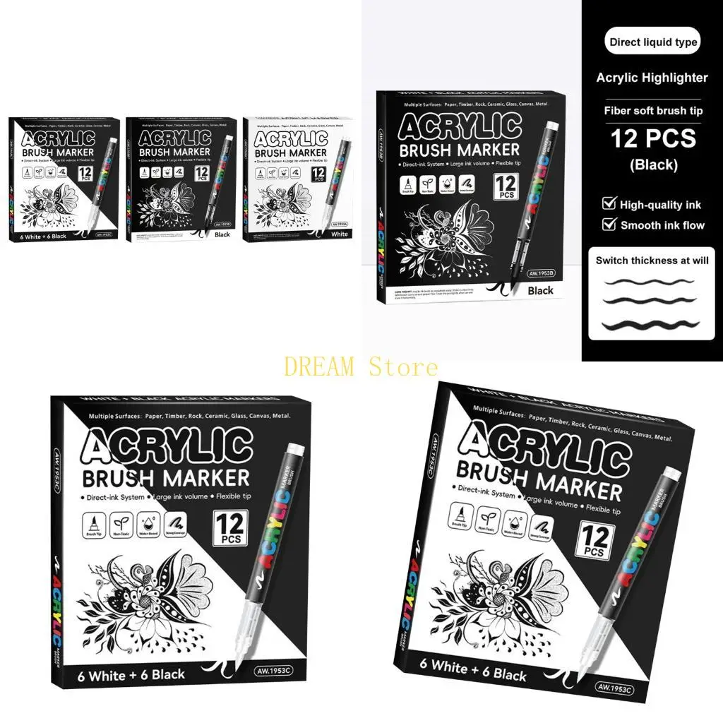 12Pcs Liquid Acrylic Paint Marker White/Black Acrylic Paint Pen for Art Drawing best sale
12Pcs Liquid Acrylic Paint Marker White/Black Acrylic Paint Pen for Art Drawing best sale
