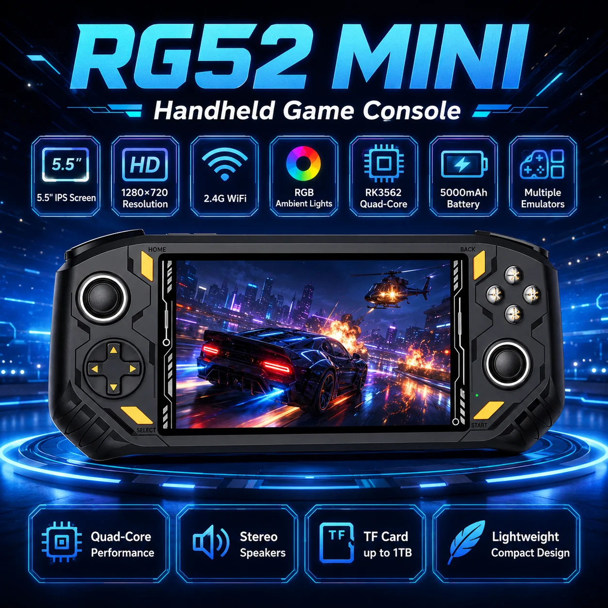 Portable Pocket Retro Game Player 5.5 Inch HD Display Long Lasting 5000mAh Rechargeable Battery Handheld Games
Portable Pocket Retro Game Player 5.5 Inch HD Display Long Lasting 5000mAh Rechargeable Battery Handheld Games