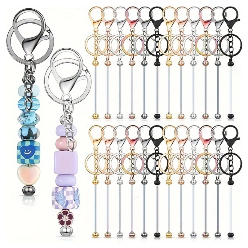 Q0KB 24PCS Bead Craft Keychain Set with Colorful Blank Keychain Beads Handmade Keychain Pendant Craft Project Keyring Kits
Q0KB 24PCS Bead Craft Keychain Set with Colorful Blank Keychain Beads Handmade Keychain Pendant Craft Project Keyring Kits