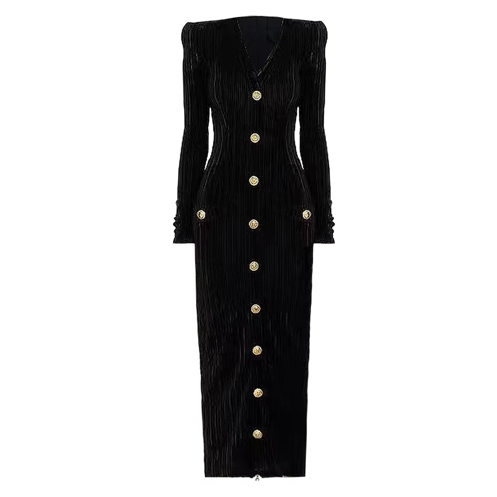 New Fashion Temperament Socialite Style Velvet Long Sleeve Slim V-neck Button Dress Back Zipper Skirt
New Fashion Temperament Socialite Style Velvet Long Sleeve Slim V-neck Button Dress Back Zipper Skirt