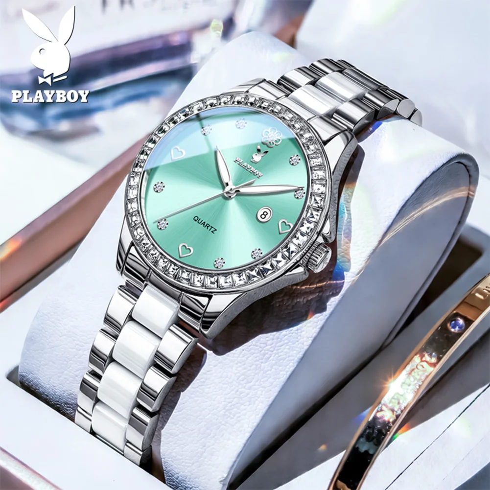 PLAYBOY 3555 Elegance Women Watch Pearl Dial Stainless Steel Ceramic Watch Band 30m Waterproof Fashion Calendar Display Watch
PLAYBOY 3555 Elegance Women Watch Pearl Dial Stainless Steel Ceramic Watch Band 30m Waterproof Fashion Calendar Display Watch