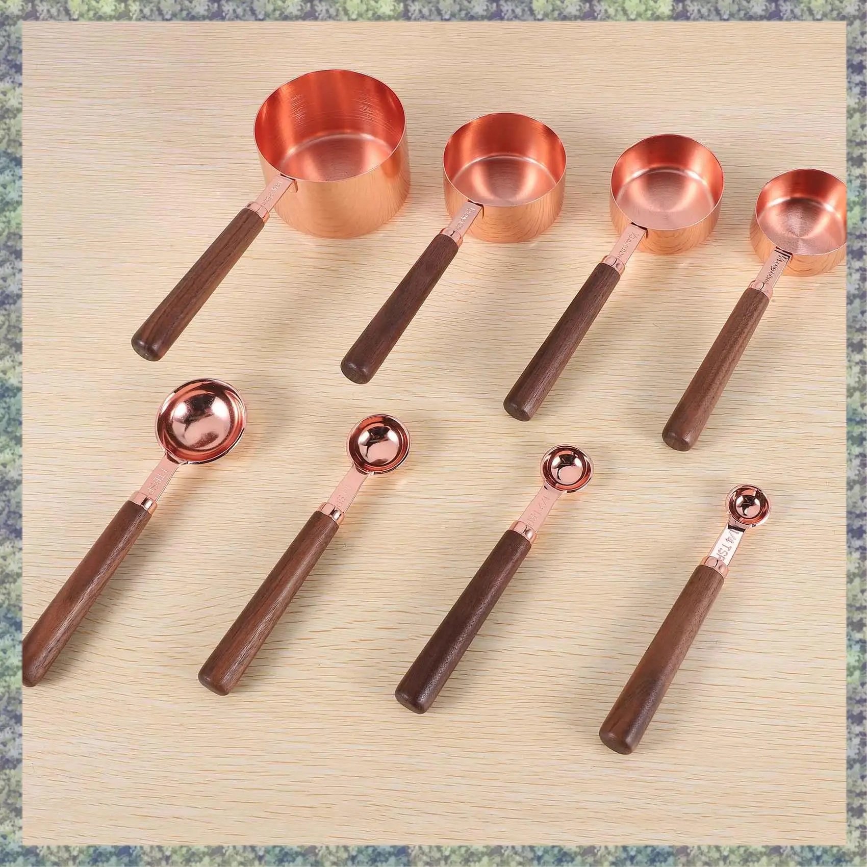 WON Measuring Cups Spoons Set Wood Handle Stainless Steel Plated Copper Metal Measuring Scoop Baking Kit Kitchen Accessories
WON Measuring Cups Spoons Set Wood Handle Stainless Steel Plated Copper Metal Measuring Scoop Baking Kit Kitchen Accessories
