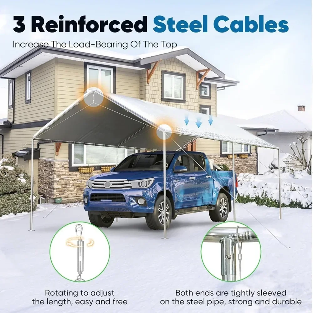 10x20 ft Heavy Duty Car Canopy Galvanized Frame Carport Outdoor Party Tent Boat Shelter with 3 Reinforced Steel Cables - Gainsb
10x20 ft Heavy Duty Car Canopy Galvanized Frame Carport Outdoor Party Tent Boat Shelter with 3 Reinforced Steel Cables - Gainsb