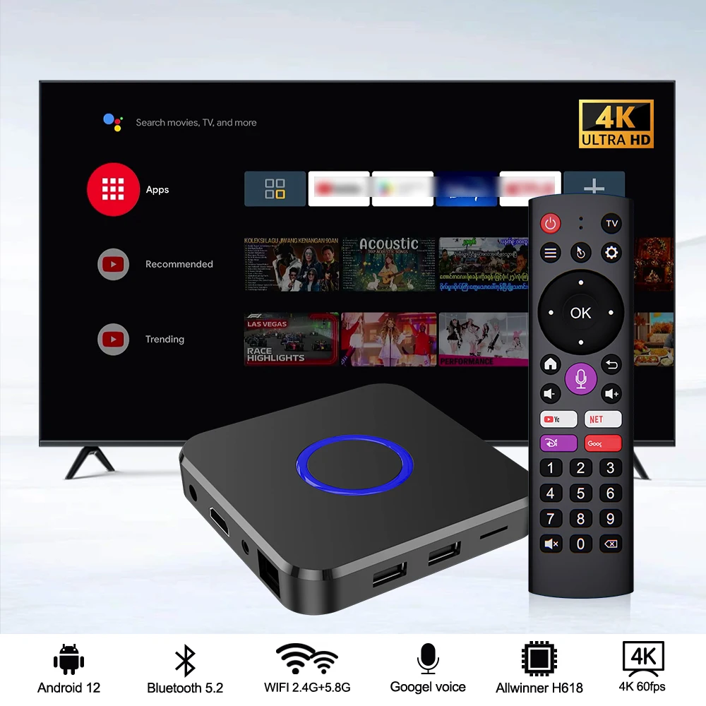 Velec Smart TV Box Allwinner H618 Android 12 Dual Wifi BT5.2 4K Streaming Media Player Support Bluetooth Google Assistant TV Box
Velec Smart TV Box Allwinner H618 Android 12 Dual Wifi BT5.2 4K Streaming Media Player Support Bluetooth Google Assistant TV Box