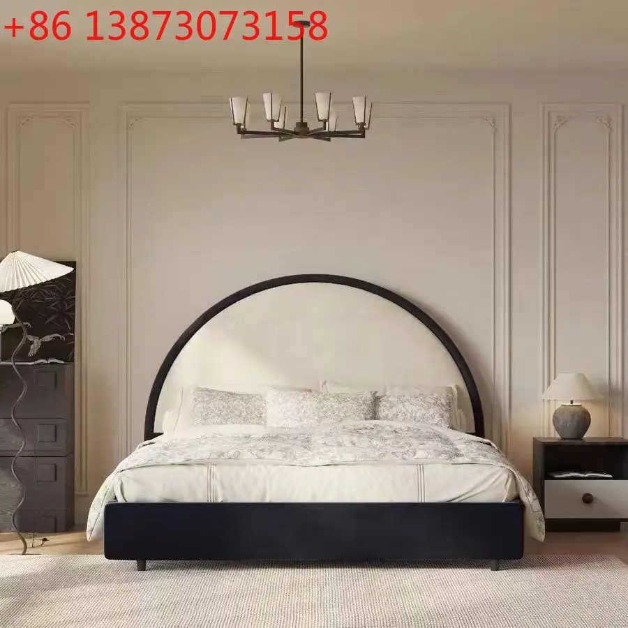 New design hanging moon velvet bed double master bedroom fabric home modern retro black wabi sabi wind European bed
New design hanging moon velvet bed double master bedroom fabric home modern retro black wabi sabi wind European bed