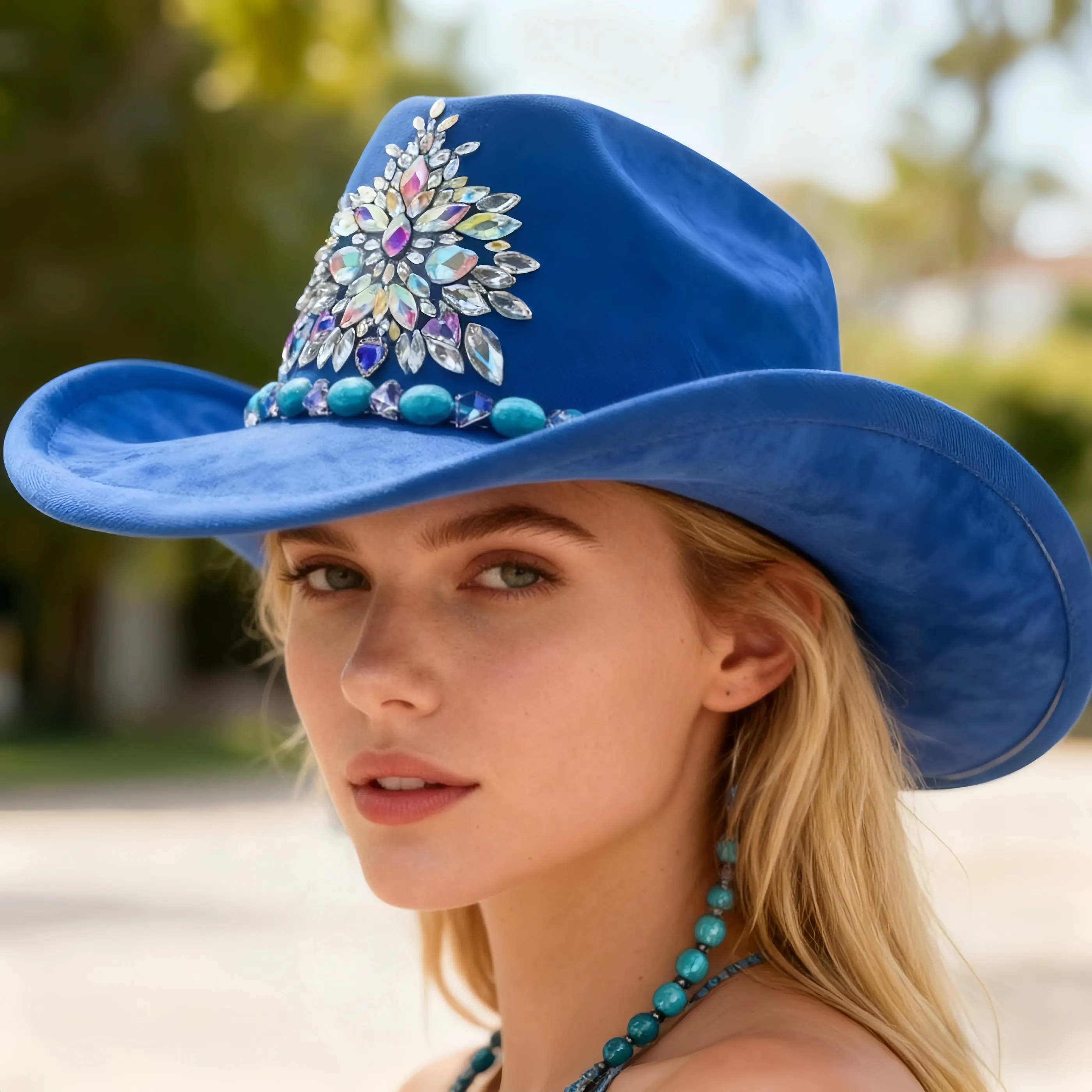 Disco Beach Cowboy Hat Rhinestone Woman for Cowgirl Costume, Top Hats, Rave Festival Accessories
Disco Beach Cowboy Hat Rhinestone Woman for Cowgirl Costume, Top Hats, Rave Festival Accessories
