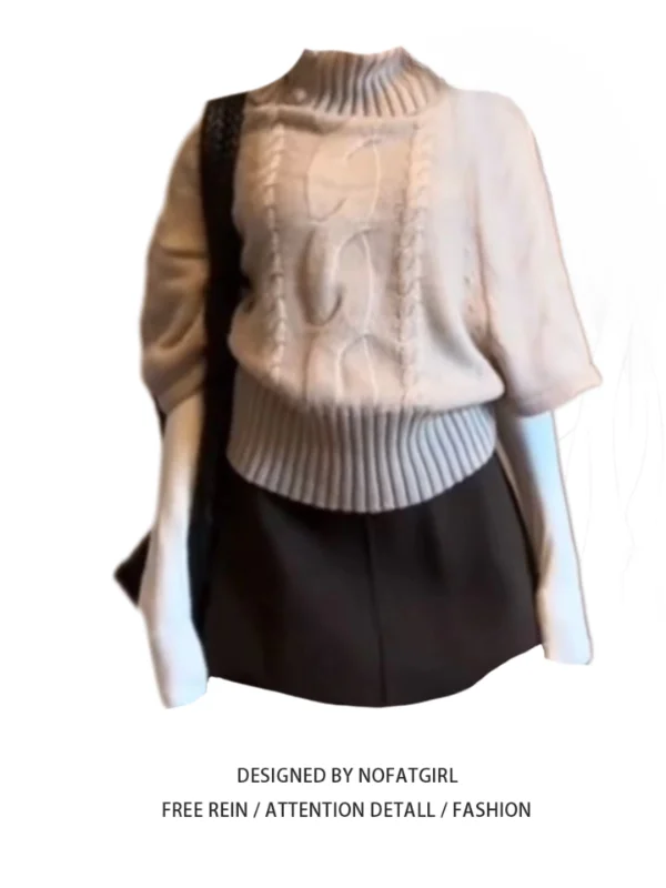 Вязаный свитер большого размера с высоким воротником и серебряными пуговицами, модный, универсальный, женский, осенний, комфортный, свободного кроя, цветной
Вязаный свитер большого размера с высоким воротником и серебряными пуговицами, модный, универсальный, женский, осенний, комфортный, свободного кроя, цветной