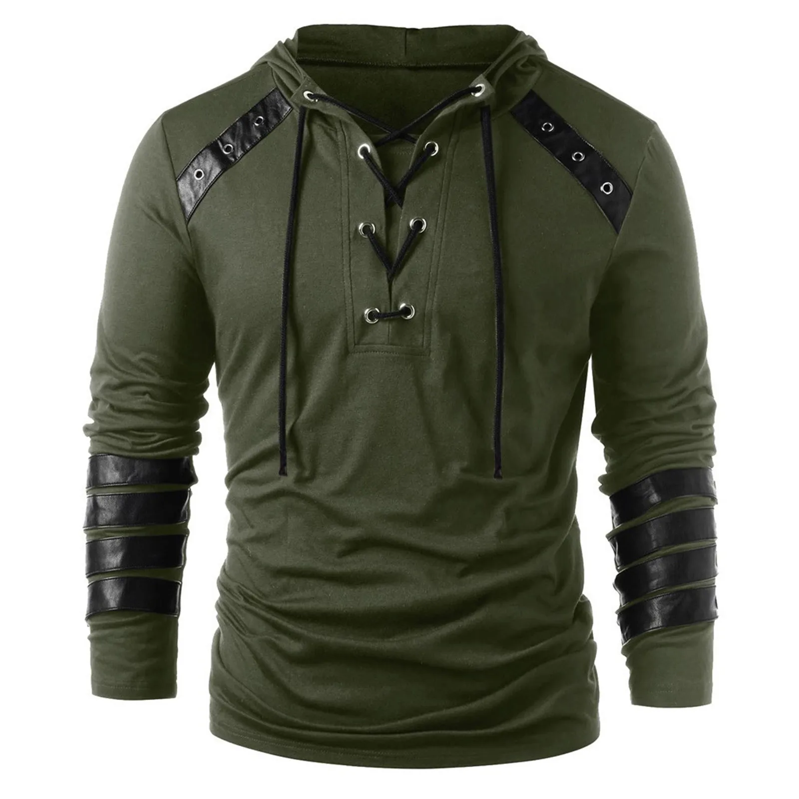 Mens Autumn Shirts Medieval Renaissance Pirate Costume Long Sleeve Lace Up Henley Shirt Hooded Sweatshirts Casual Pullover Tops
Mens Autumn Shirts Medieval Renaissance Pirate Costume Long Sleeve Lace Up Henley Shirt Hooded Sweatshirts Casual Pullover Tops