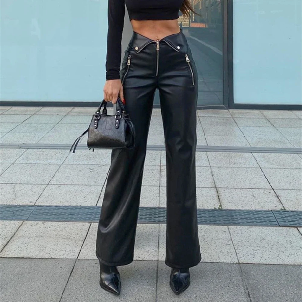 Pop Women's High Waist Straight Zip PU Leather Pants Y2K Casual Stretch Fashion Leather Trousers
Pop Women's High Waist Straight Zip PU Leather Pants Y2K Casual Stretch Fashion Leather Trousers