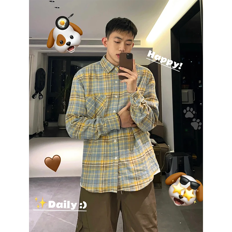 Новинка 2024: Мужская желтая клетчатая рубашка-куртка с длинным рукавом, американский модный бренд, отложной воротник, защита от солнца, премиум-класс
Новинка 2024: Мужская желтая клетчатая рубашка-куртка с длинным рукавом, американский модный бренд, отложной воротник, защита от солнца, премиум-класс