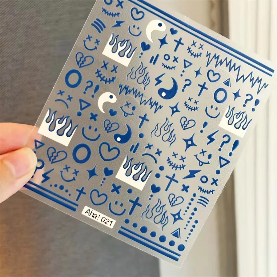 1 sheet Instagram style four color simple line Klein Blue Flame smiley Halloween Funny nail thin tough sticker
1 sheet Instagram style four color simple line Klein Blue Flame smiley Halloween Funny nail thin tough sticker