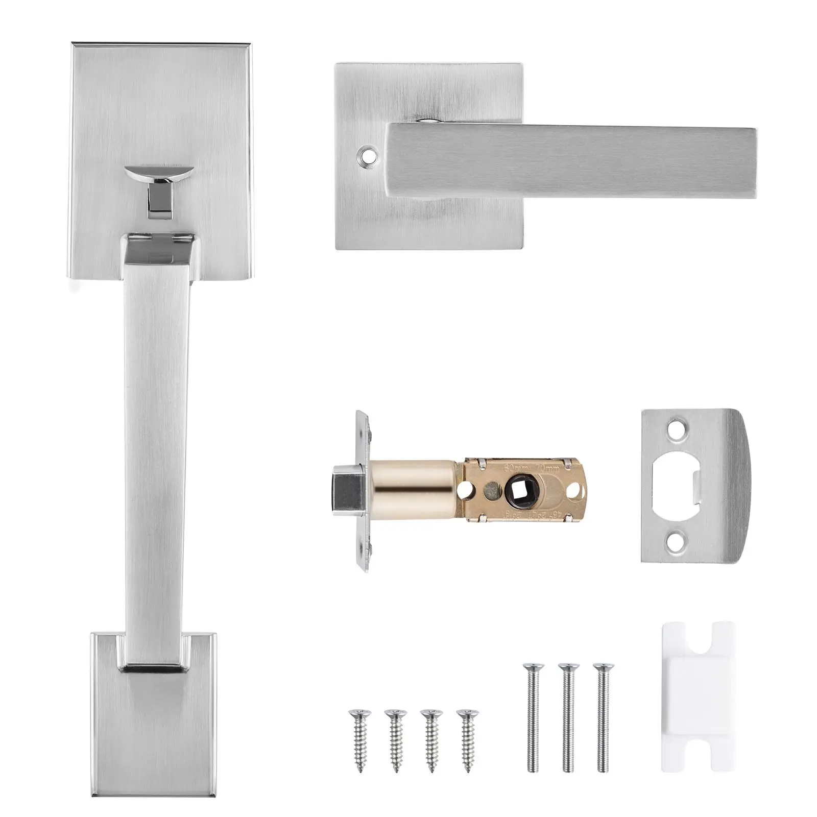 Front Door Handle, Square Entry Handle Set with Lever, No Lock, Adjustable Hole Space, Zinc Alloy Die-Casting, Reversible for
Front Door Handle, Square Entry Handle Set with Lever, No Lock, Adjustable Hole Space, Zinc Alloy Die-Casting, Reversible for