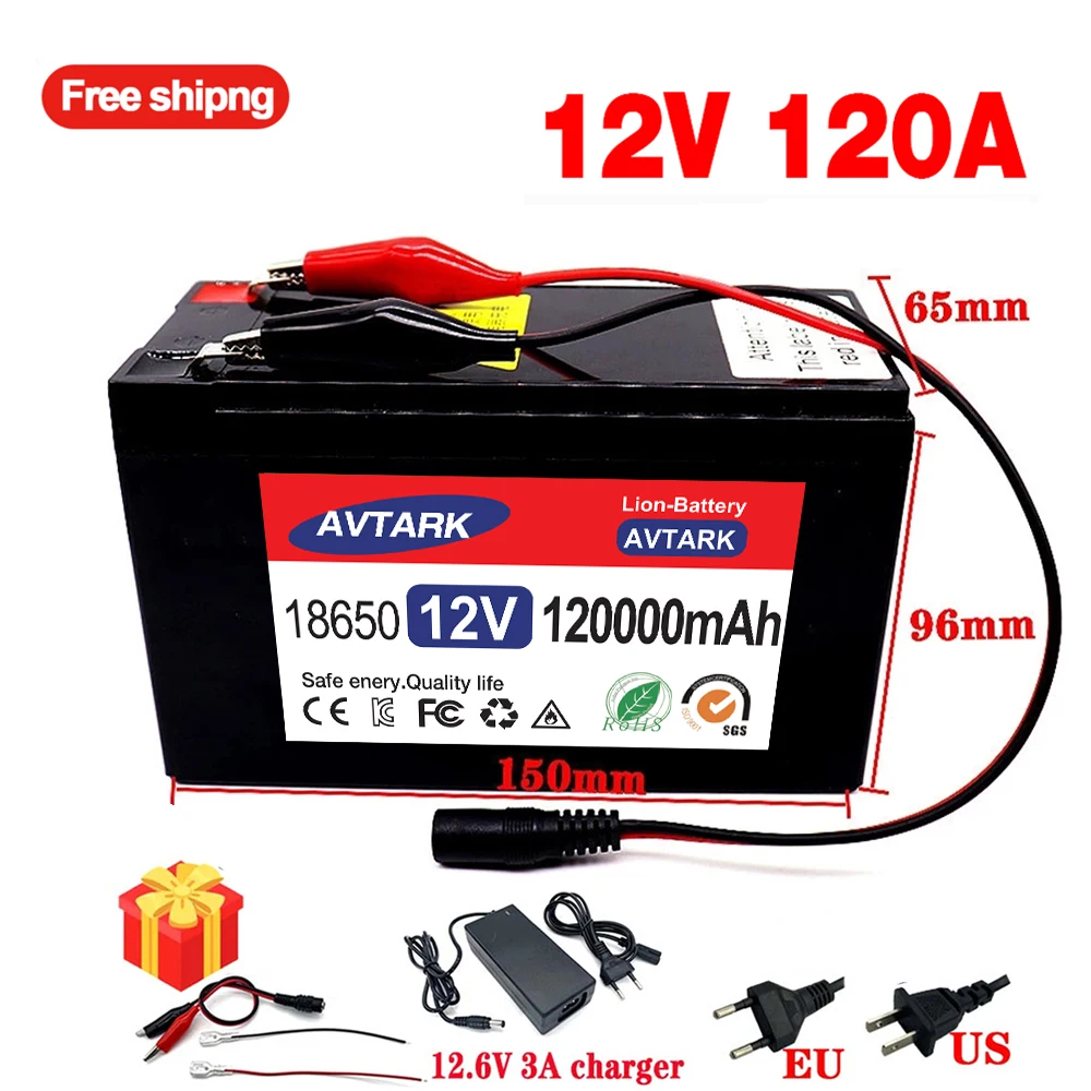 12V 120Ah 18650 lithium battery for Solar Panels 30A built-in high current BMS electric vehicle battery +12.6V charger
12V 120Ah 18650 lithium battery for Solar Panels 30A built-in high current BMS electric vehicle battery +12.6V charger
