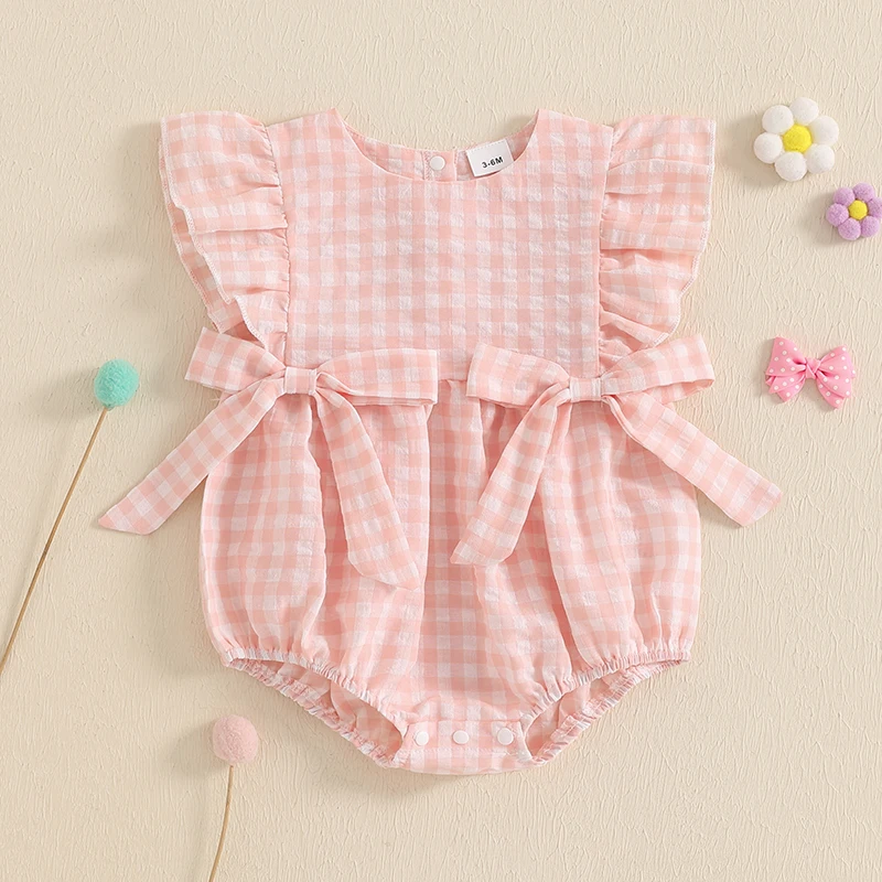 Suefunskry Baby Girl Plaid Print Romper Flutter Sleeves Round Neck Bow Jumpsuit for Summer Beach
Suefunskry Baby Girl Plaid Print Romper Flutter Sleeves Round Neck Bow Jumpsuit for Summer Beach