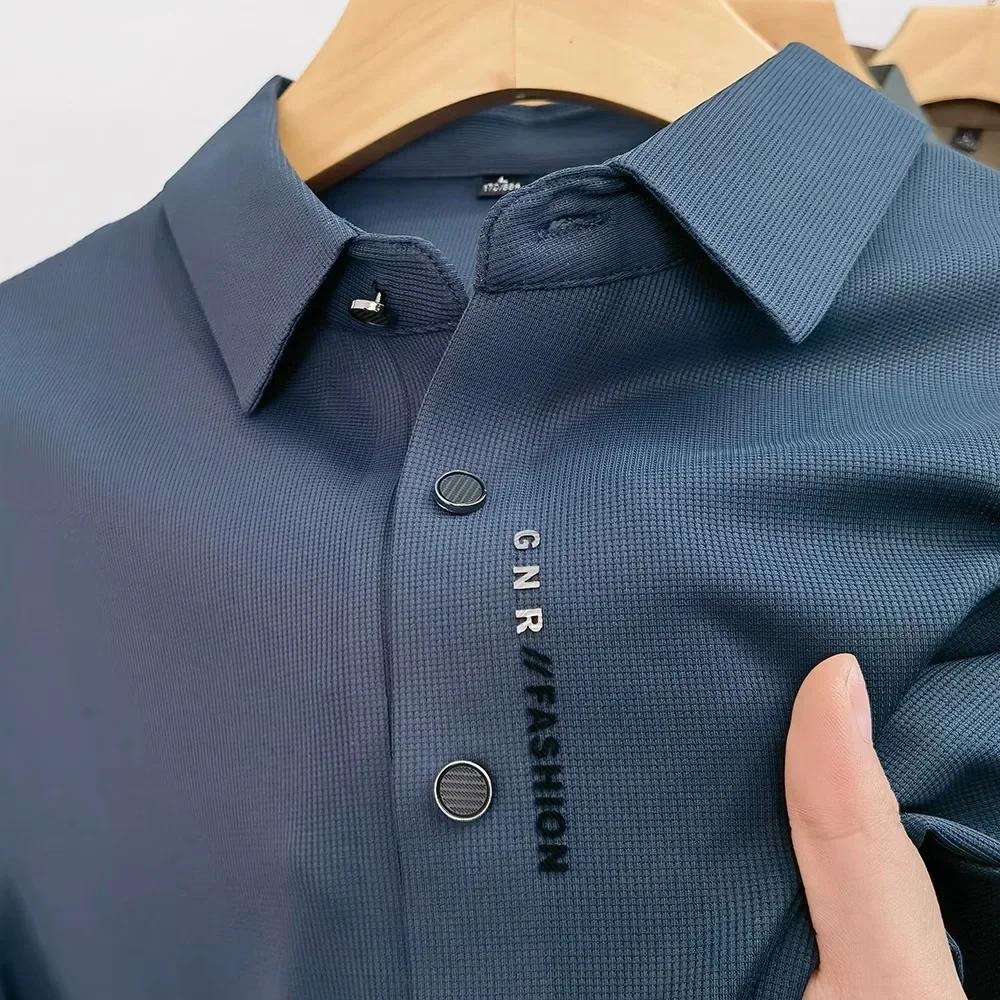 New letter print 2025 summer waffle high-end short sleeved T-shirt luxury ice silk business lapel polo shirt thin men's clothing
New letter print 2025 summer waffle high-end short sleeved T-shirt luxury ice silk business lapel polo shirt thin men's clothing