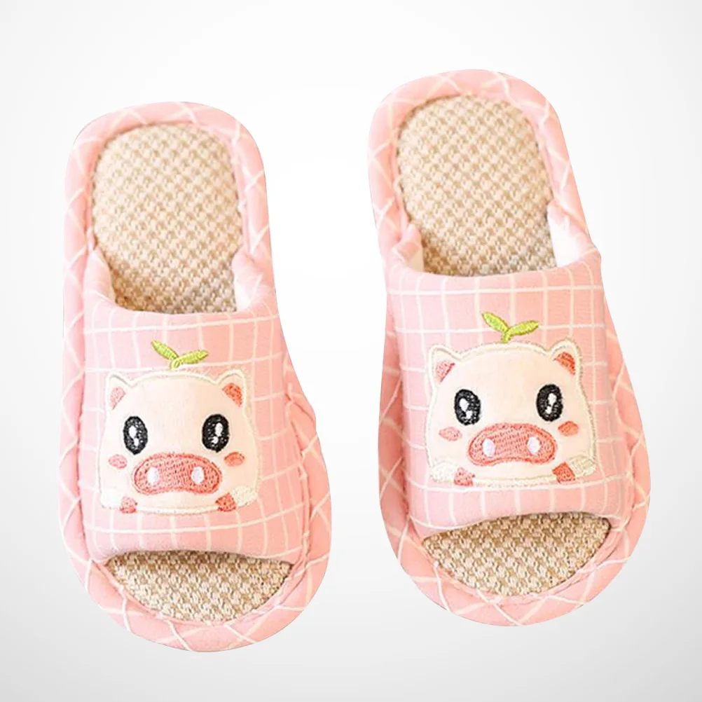 Розовые детские тапочки с рисунком свиньи, дышащая нескользящая домашняя обувь, мягкая удобная легкая обувь для спальни для детей, размер 27-28