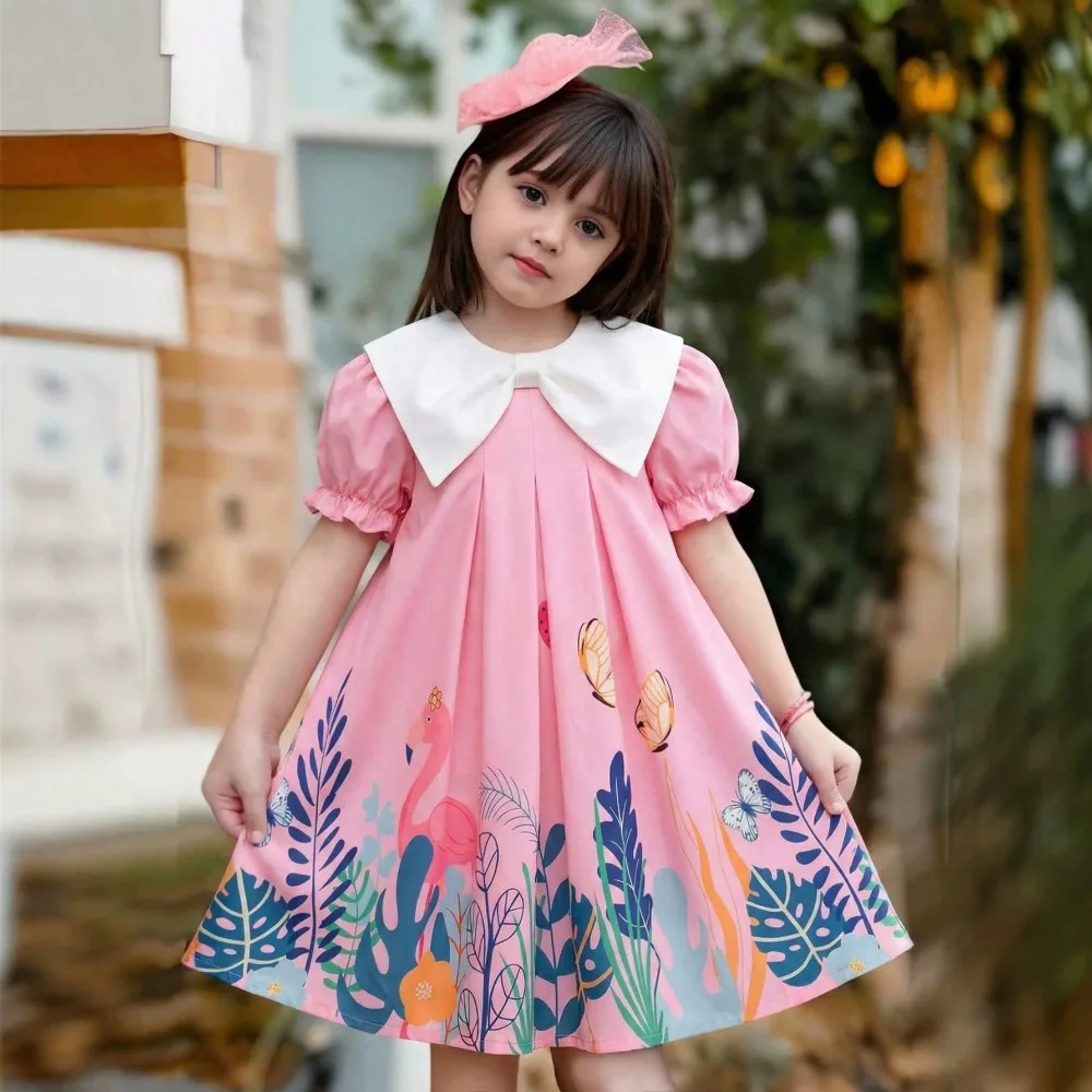 Peter Pan Collar Bow Accent Pleated Botanical Printed Dress Casual Summer Outfit for Young Girls New Arrival for 2-8Y
Peter Pan Collar Bow Accent Pleated Botanical Printed Dress Casual Summer Outfit for Young Girls New Arrival for 2-8Y