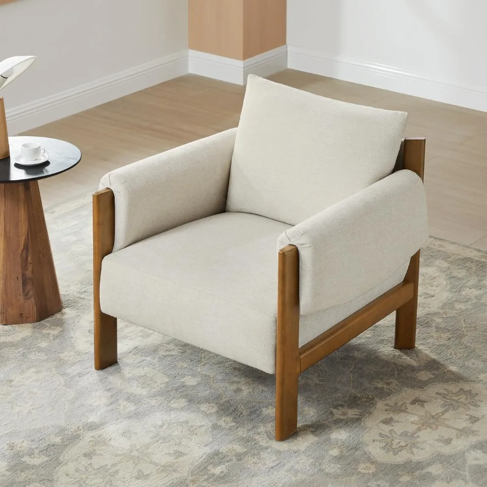 Accent Chair, Mid Century Modern Fabric Upholstery Armchair for Living Room, Solid Wood Frame, Fabric in Linen
Accent Chair, Mid Century Modern Fabric Upholstery Armchair for Living Room, Solid Wood Frame, Fabric in Linen