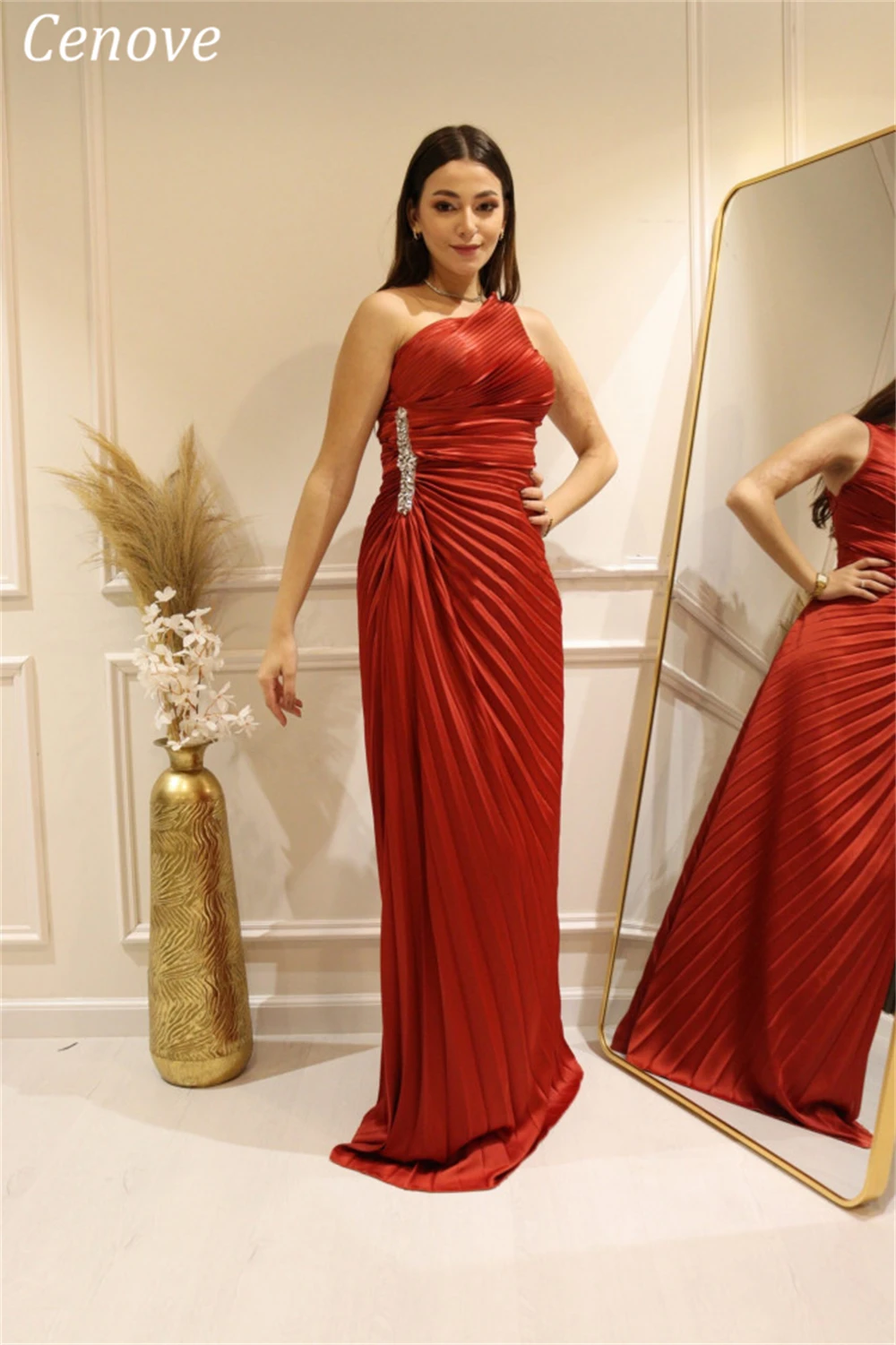 Cenove Backless Fold A-Line Evening Gown Formal Elegant Prom Red One Shoulder New Party Dresses for Women 2023
Cenove Backless Fold A-Line Evening Gown Formal Elegant Prom Red One Shoulder New Party Dresses for Women 2023
