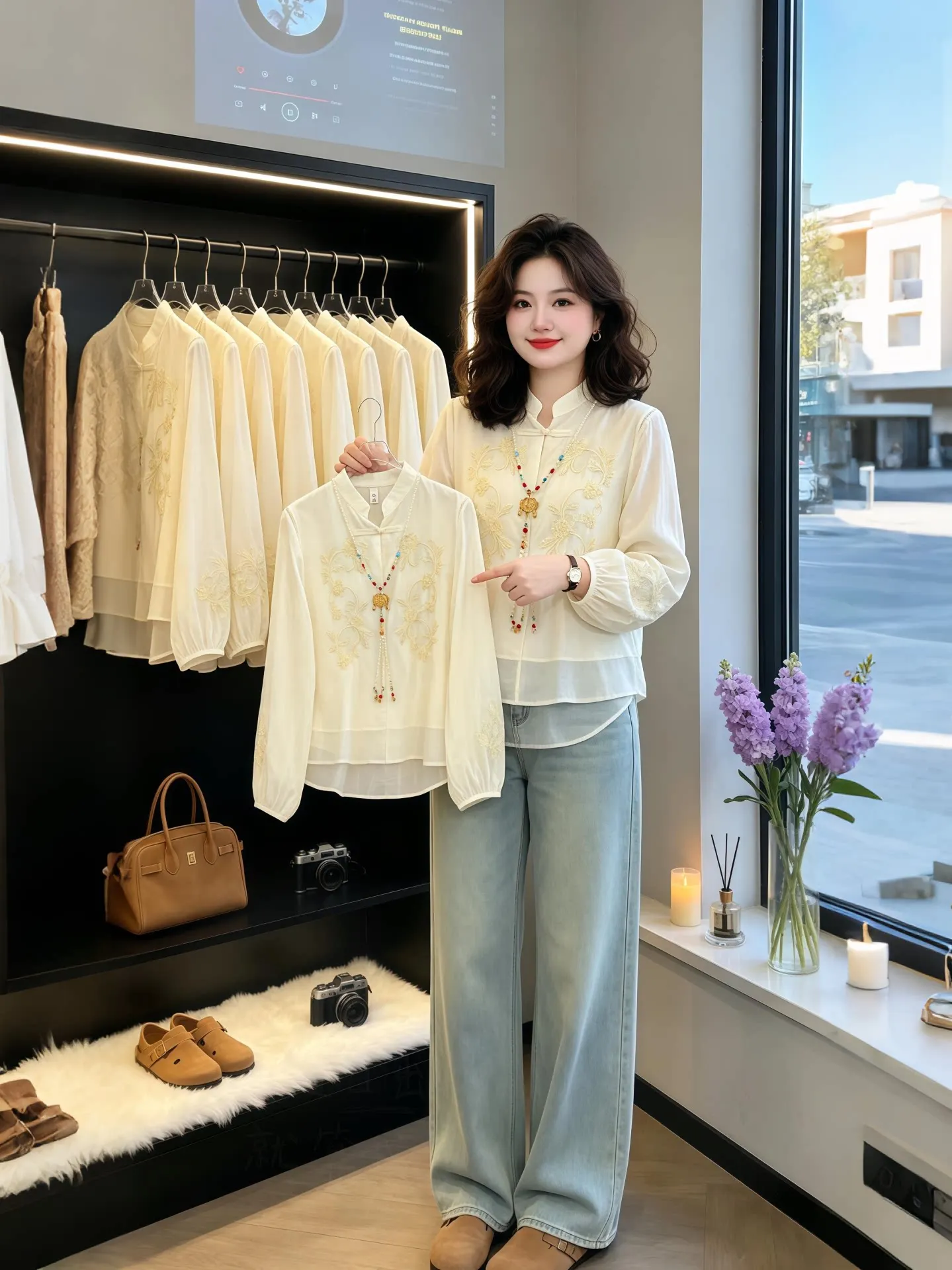 Elegant Embroidered Chinese Style Casual Shirt Stand Collar Fashionable Loose Breathable Long Sleeve Women's Commute Shirt
Elegant Embroidered Chinese Style Casual Shirt Stand Collar Fashionable Loose Breathable Long Sleeve Women's Commute Shirt