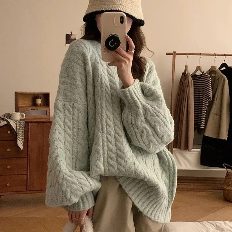 2025Women's Korean Oversized Knit Sweater Long Sleeve O-Neck Pullover Autumn Winter Fashion Solid Loose Preppy Jumper
2025Women's Korean Oversized Knit Sweater Long Sleeve O-Neck Pullover Autumn Winter Fashion Solid Loose Preppy Jumper