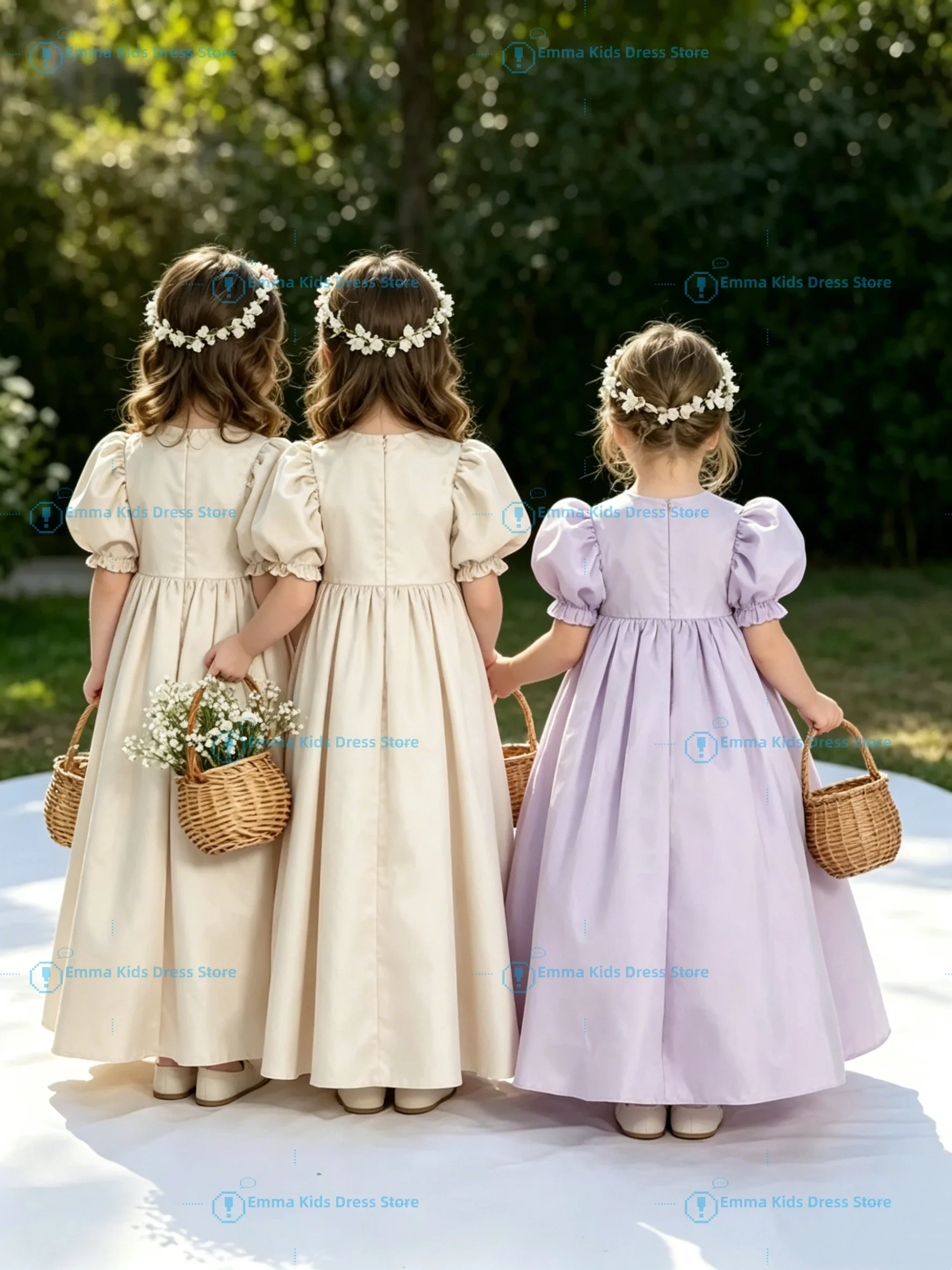 Custom Elegant Satin Flower Girl Dress Sleeveless Taffeta A-Line Dress Children's Wedding Birthday Party First Communion Dress
Custom Elegant Satin Flower Girl Dress Sleeveless Taffeta A-Line Dress Children's Wedding Birthday Party First Communion Dress