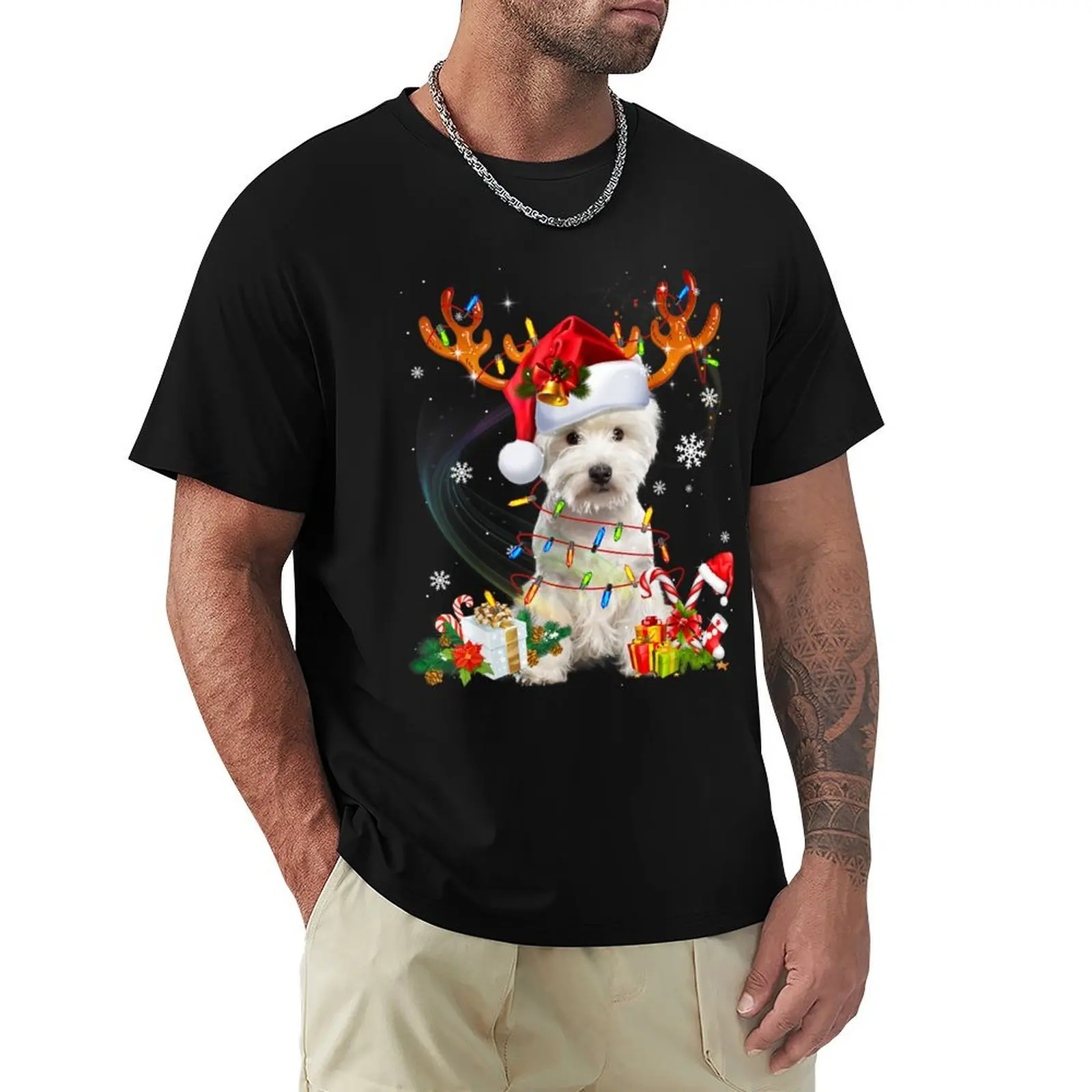Westie Reindeer Christmas Lights Funny Dog Xmas T-Shirt plus sizes customs rapper graphic tees cotton t shirt men
Westie Reindeer Christmas Lights Funny Dog Xmas T-Shirt plus sizes customs rapper graphic tees cotton t shirt men