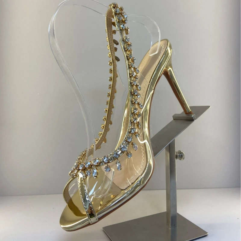 New summer women's high-heeled sandals PVC fish mouth high heels chain rhinestones fashionable open-heeled shoes
New summer women's high-heeled sandals PVC fish mouth high heels chain rhinestones fashionable open-heeled shoes
