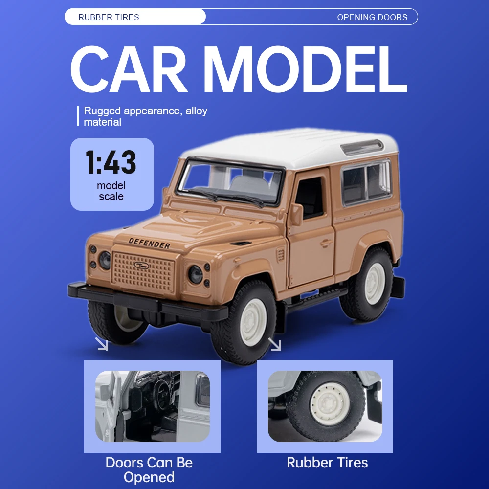 Модель внедорожника Land Rover Defender 1:43, металлическая, литая под давлением, с открывающимися дверями, резиновыми шинами и акриловой коробкой, развивающая игрушка для детей
Модель внедорожника Land Rover Defender 1:43, металлическая, литая под давлением, с открывающимися дверями, резиновыми шинами и акриловой коробкой, развивающая игрушка для детей