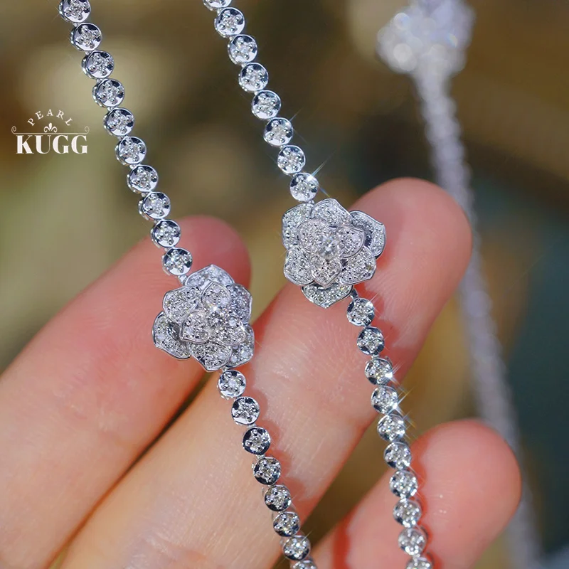 KUGG 100% 18K White Gold Bracelet Luxury Rose Shape 0.85carat Real Natural Diamond Bracelet for Women High Wedding Jewelry
KUGG 100% 18K White Gold Bracelet Luxury Rose Shape 0.85carat Real Natural Diamond Bracelet for Women High Wedding Jewelry
