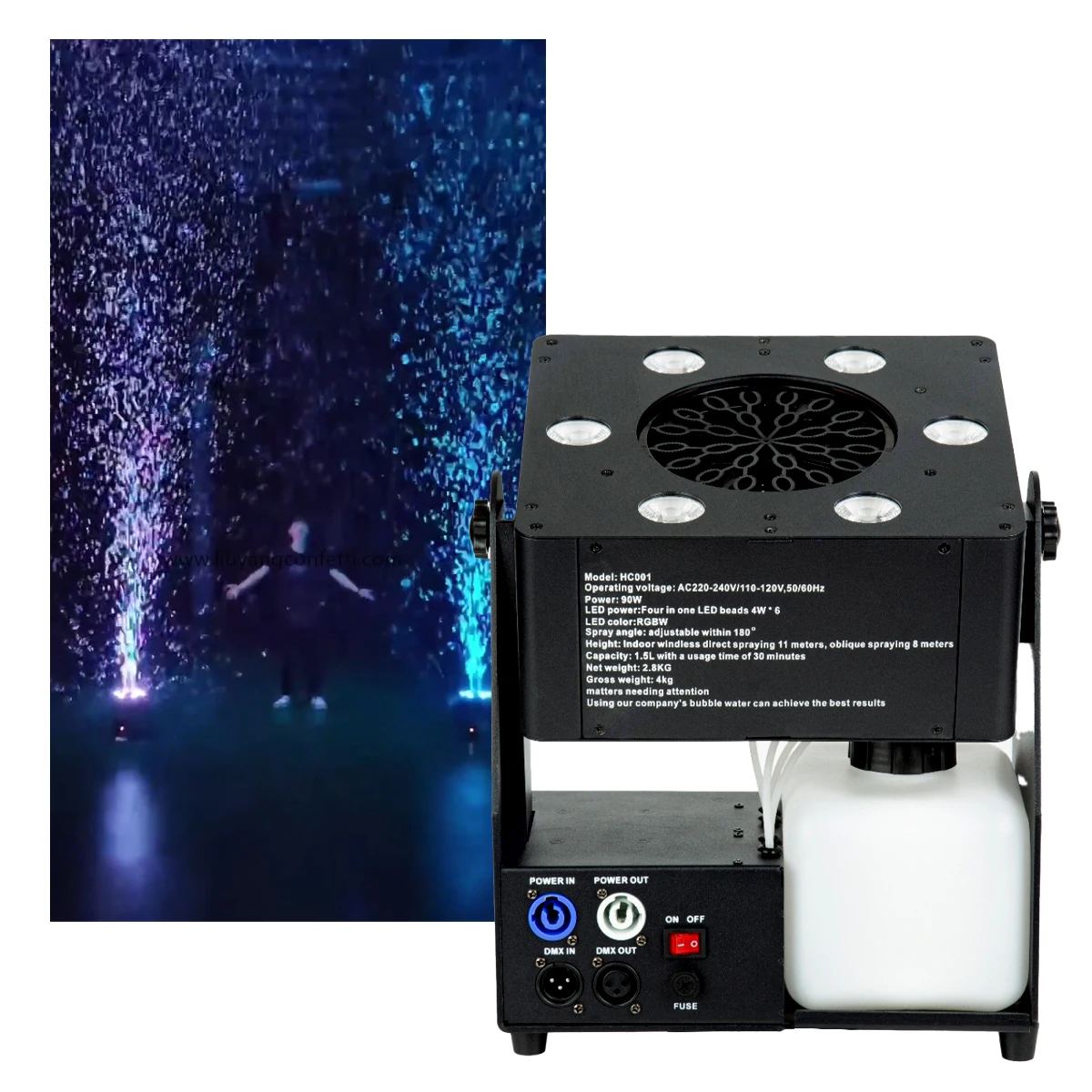 10m Height Effect Bubble Machine DMX512 Remote Control RGBW LED Bubble Machine Performance Wedding Stage Party DJ Bar Club Blow
10m Height Effect Bubble Machine DMX512 Remote Control RGBW LED Bubble Machine Performance Wedding Stage Party DJ Bar Club Blow