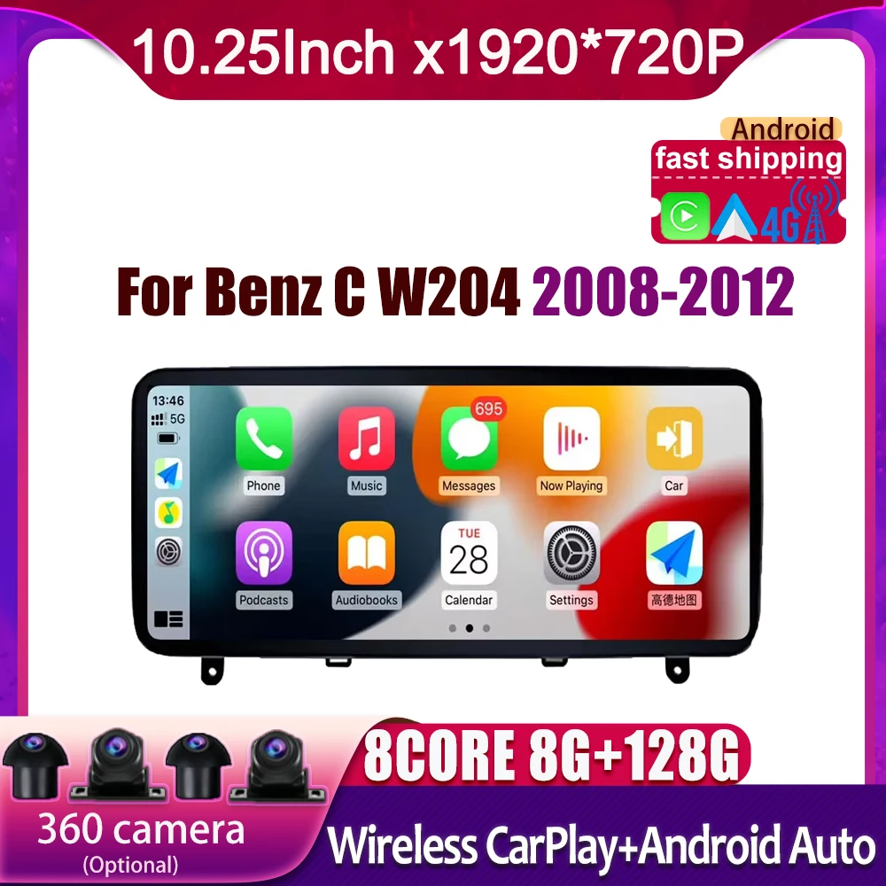 For Benz C W204 2008-2012 Android 14 Touch Screen 10.25 Inch Car Accessories Multimedia Auto Carplay Monitors Video Radio Player
For Benz C W204 2008-2012 Android 14 Touch Screen 10.25 Inch Car Accessories Multimedia Auto Carplay Monitors Video Radio Player
