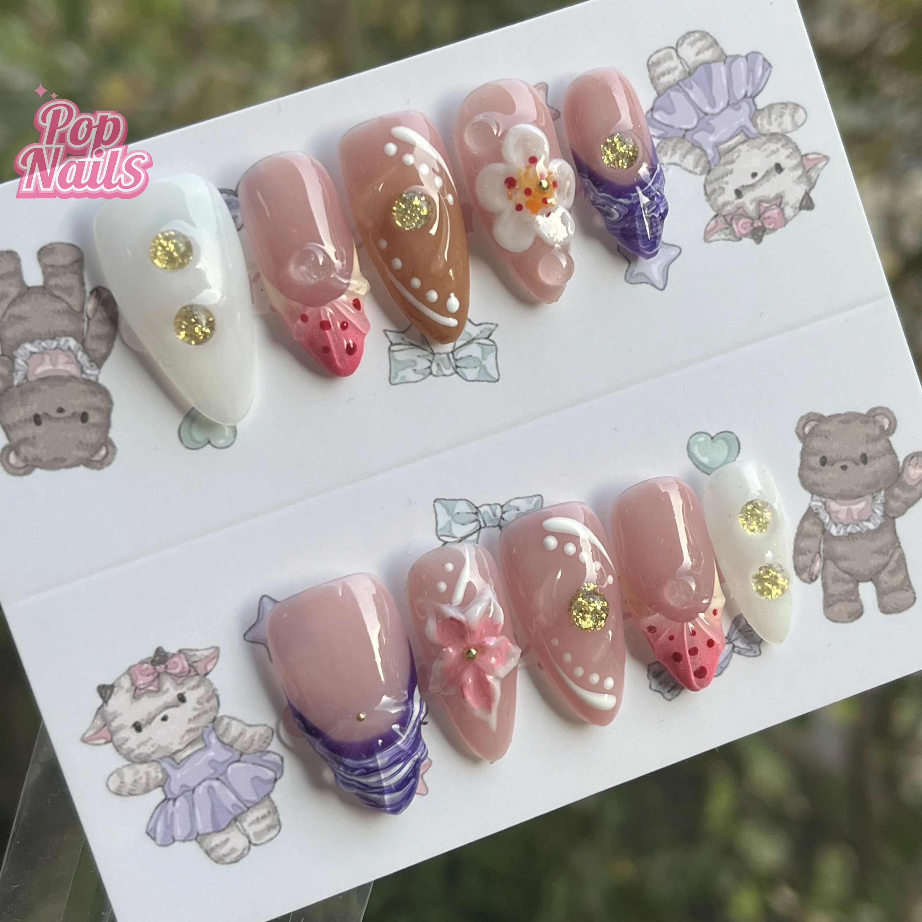 3d Press on Nails Hand Made Sculptured Flower Beach Theme Gold Chrome Purple French Tip 3D Flowers Almond Handmade Nail Press On
3d Press on Nails Hand Made Sculptured Flower Beach Theme Gold Chrome Purple French Tip 3D Flowers Almond Handmade Nail Press On