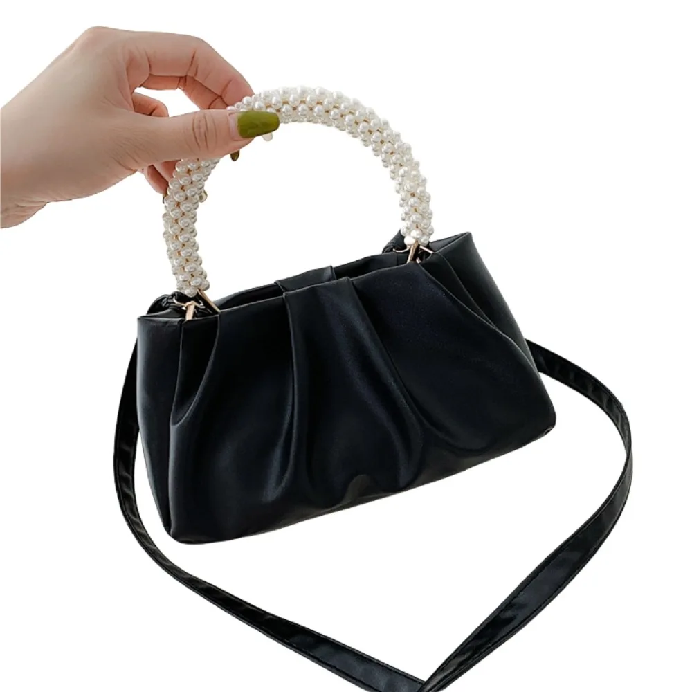 Сумка для пельменей, корейская сумка-облако из искусственной кожи, однотонная сумка из искусственной кожи с жемчугом, имитация жемчуга, большая вместимость 
Сумка для пельменей, корейская сумка-облако из искусственной кожи, однотонная сумка из искусственной кожи с жемчугом, имитация жемчуга, большая вместимость
