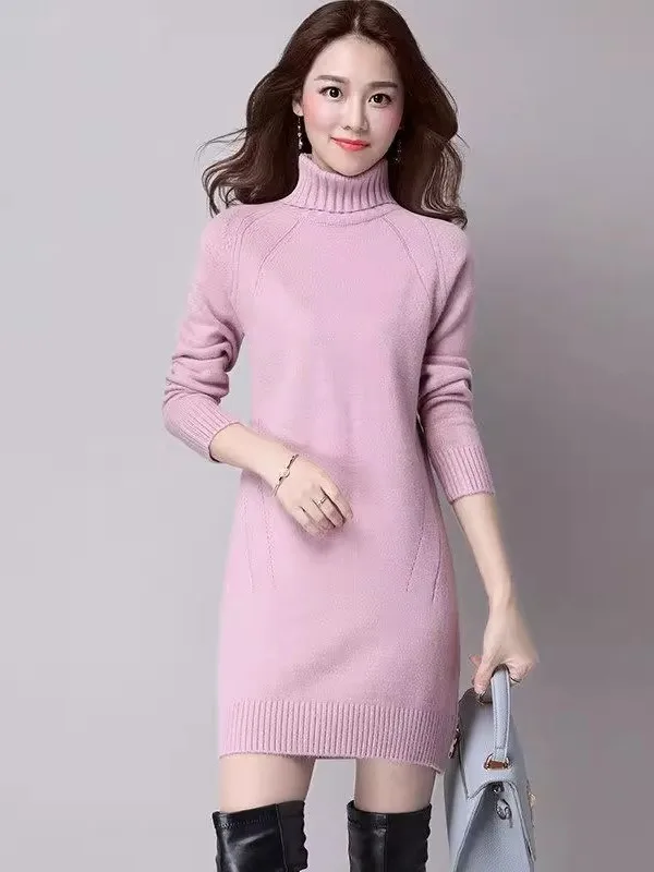Women's High Collar Knitted Sweater Bodycon Base Layer Mid-Length Warm 2025 Loose Fit Long Sve Pure Color New Sle
Women's High Collar Knitted Sweater Bodycon Base Layer Mid-Length Warm 2025 Loose Fit Long Sve Pure Color New Sle