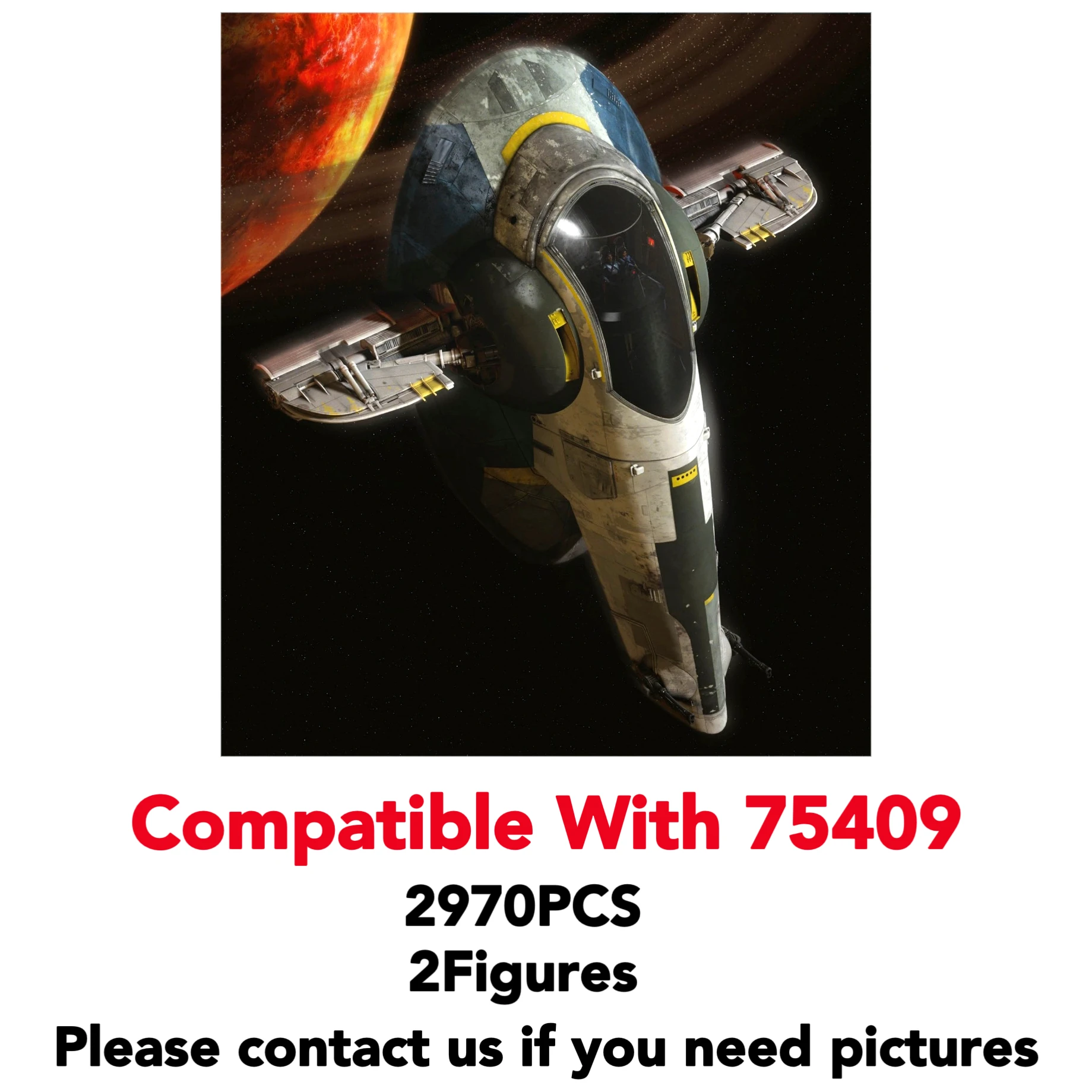 2970 шт., набор строительных блоков Jango Firespray-Class, совместимый с моделями 75409, кирпичные игрушки, детский подарок на день рождения
2970 шт., набор строительных блоков Jango Firespray-Class, совместимый с моделями 75409, кирпичные игрушки, детский подарок на день рождения