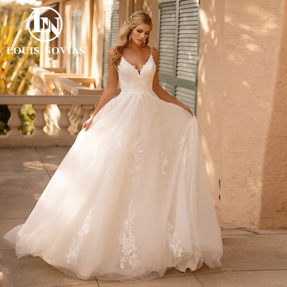LOUIS NOVIAS A-Line Wedding DressSexy Romantic Spaghetti Straps Appliques Backless Court Train Wedding Gown Vestidos De Novia
LOUIS NOVIAS A-Line Wedding DressSexy Romantic Spaghetti Straps Appliques Backless Court Train Wedding Gown Vestidos De Novia