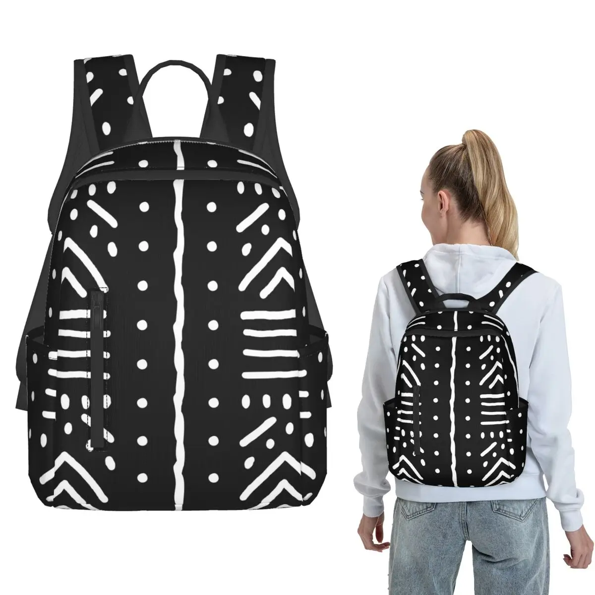 Black And White Bold African Bogolan Art Backpack Daypack Boys Girls BookBag School Bag Shoulder Bags for Men Women
Black And White Bold African Bogolan Art Backpack Daypack Boys Girls BookBag School Bag Shoulder Bags for Men Women