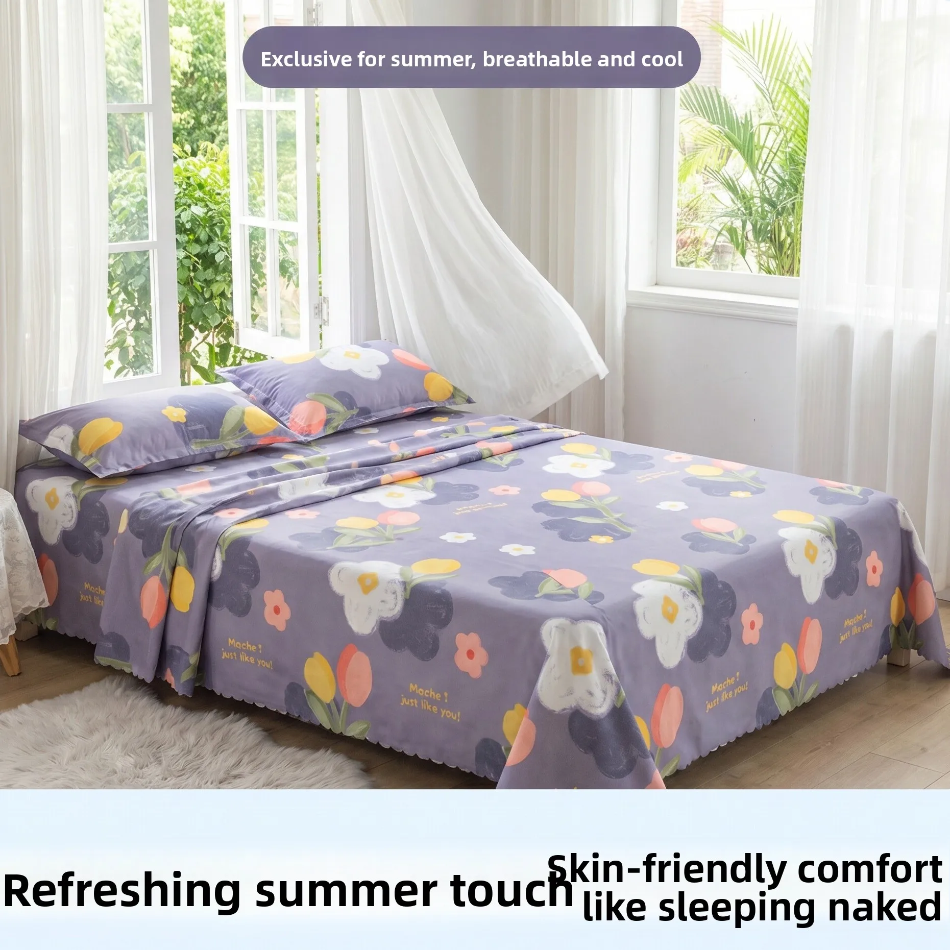Cool Sensation Ice Silk Thin Washed Cotton Bed Sheet Pillowcase 2-Piece Set Dormitory Single Summer Lightweight Skin-friendly
Cool Sensation Ice Silk Thin Washed Cotton Bed Sheet Pillowcase 2-Piece Set Dormitory Single Summer Lightweight Skin-friendly