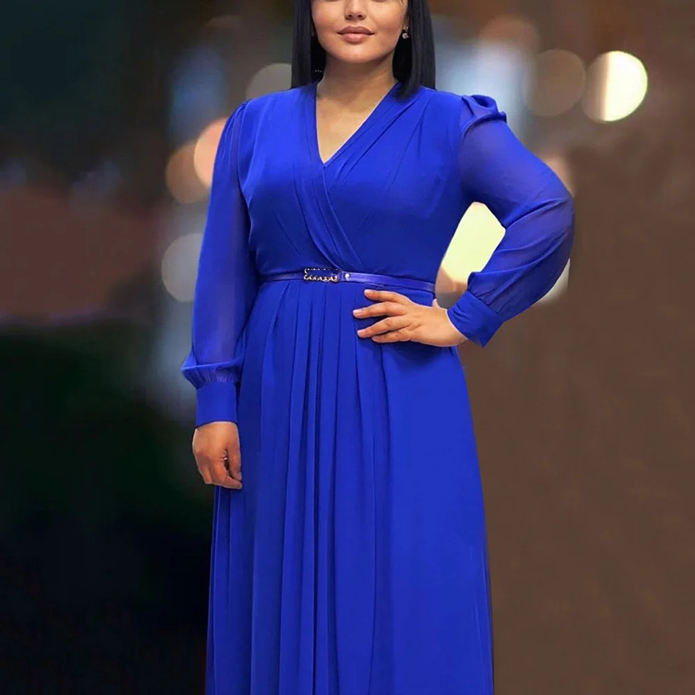 Elegant Long Dresses for Women V Neck Full Sleeve Belt Waisted Floor Length Luxury Female Birthday Party Dinner Vestidos Mujer
Elegant Long Dresses for Women V Neck Full Sleeve Belt Waisted Floor Length Luxury Female Birthday Party Dinner Vestidos Mujer